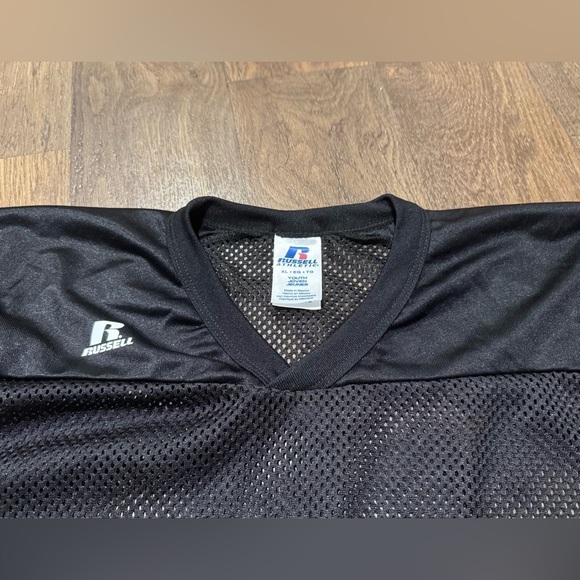 Russell Athletic Football Jersey V Neck Mesh Short Sleeve Top Youth XL Black - Picture 4 of 7
